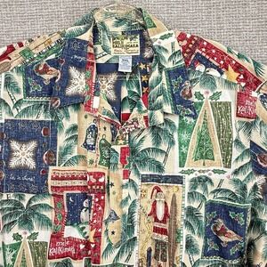Vtg 2008 Reyn Spooner Mele Kalikimaka 3XL Popover Hawaiian Christmas White Santa